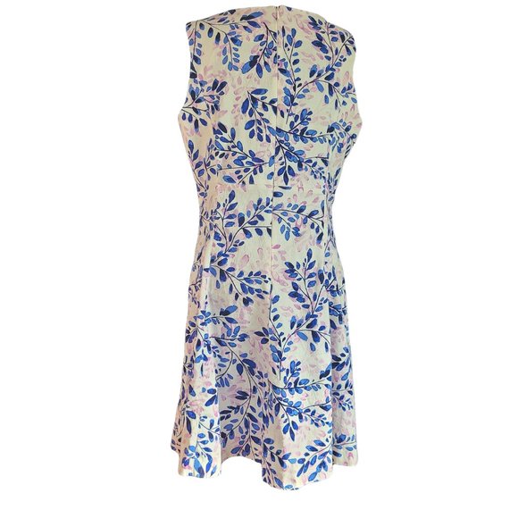 CHAPS White & Blue Patterned Sleeveless Dress 14 - Picture 4 of 6